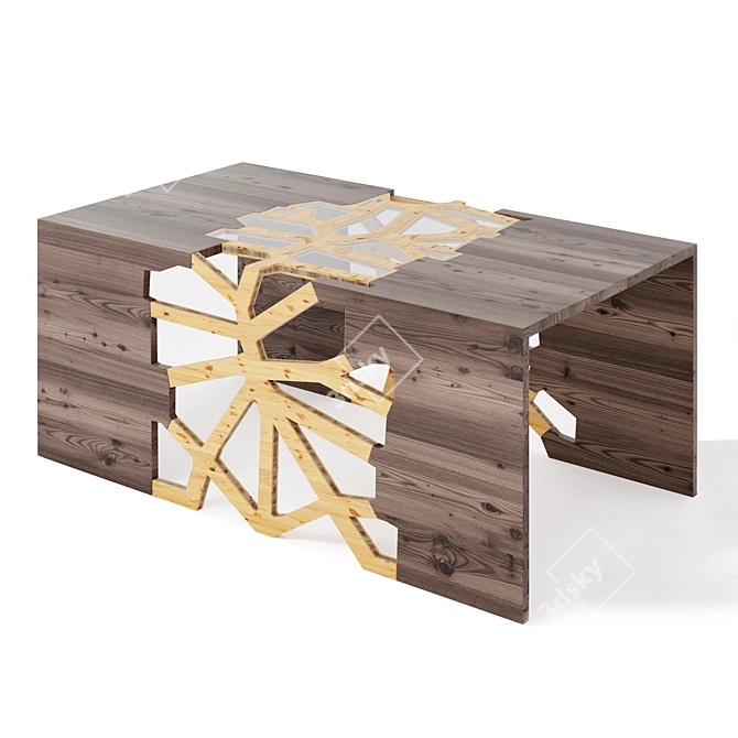 Geometric Walnut Branch Coffee Table 3D model image 1