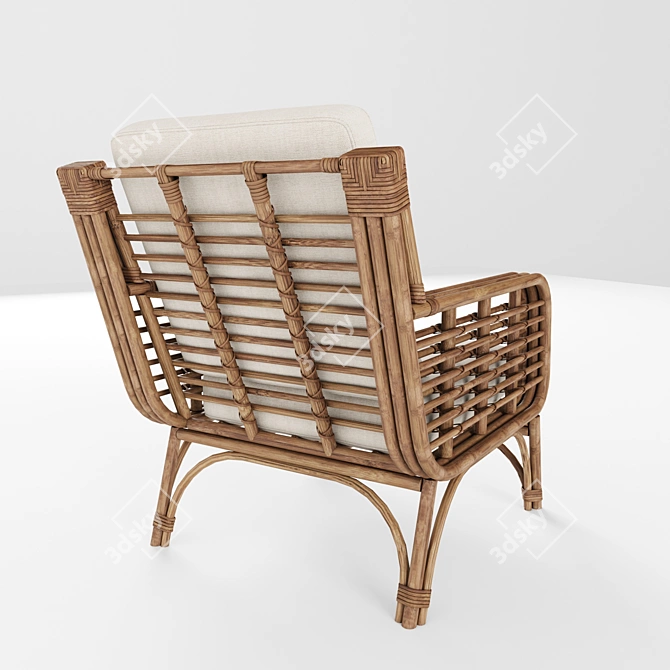 Square Rattan Chair with Cushions 3D model image 2