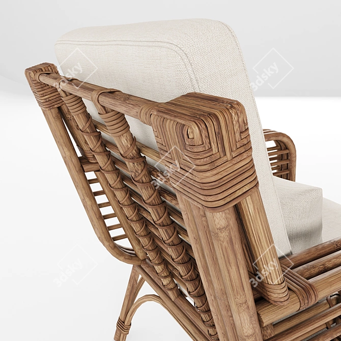 Square Rattan Chair with Cushions 3D model image 3