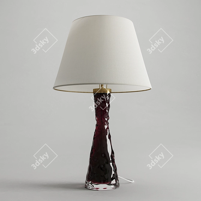 Elegant Red Clear Glass Lamp 3D model image 1