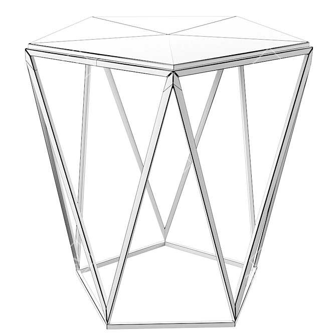 Elegant Pentagon Side Table: Wood & Metal 3D model image 3