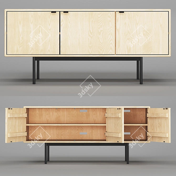 Hensley Media Cabinets: Modern Storage Solution 3D model image 1