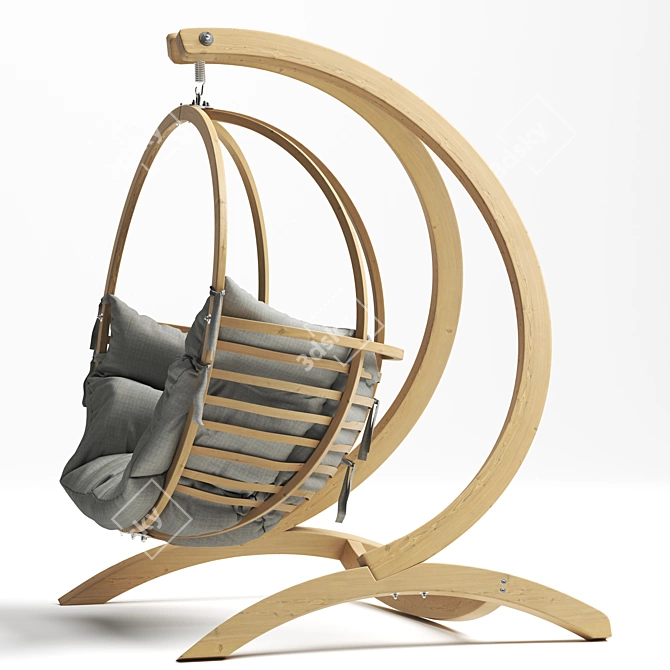 Globo One-seat Wooden Swing Chair 3D model image 2