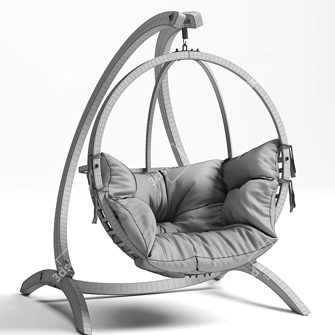 Globo One-seat Wooden Swing Chair 3D model image 3
