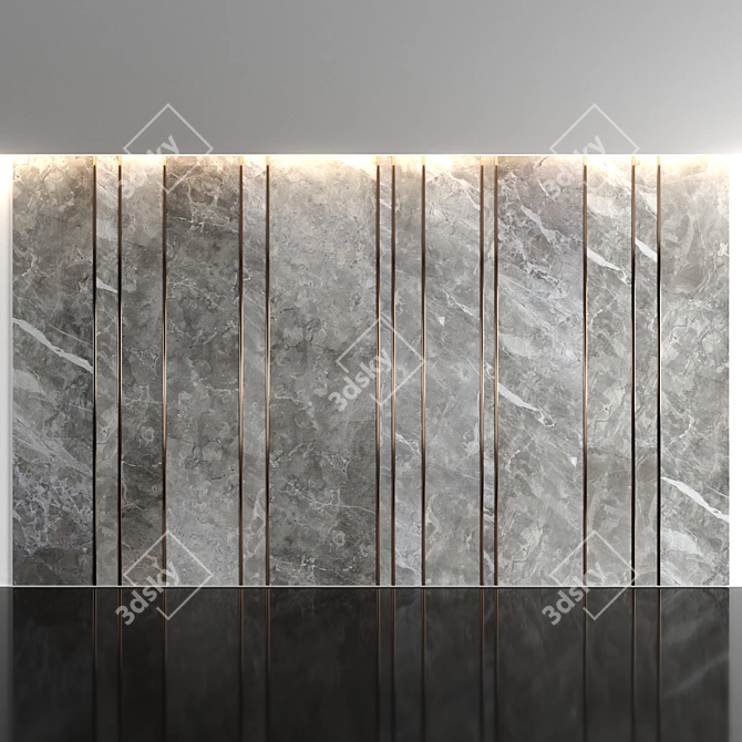 Marble & Brass Wall Panels 3D model image 2