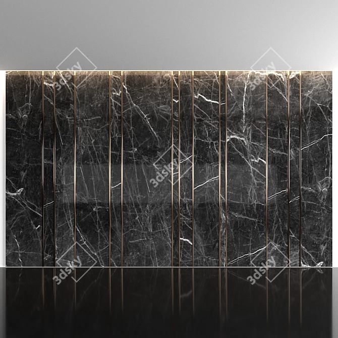 Marble & Brass Wall Panels 3D model image 3