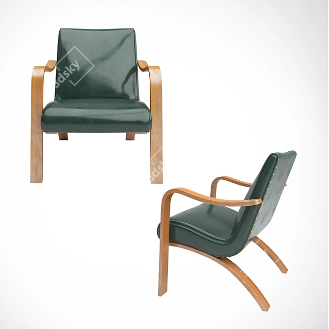 Elegant Thonet Bentwood Lounge Chairs 3D model image 2