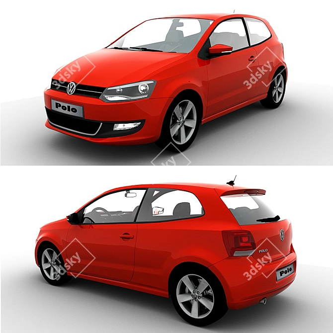 2010 Volkswagen Polo 3-Door: High-Detail V-Ray Model 3D model image 1