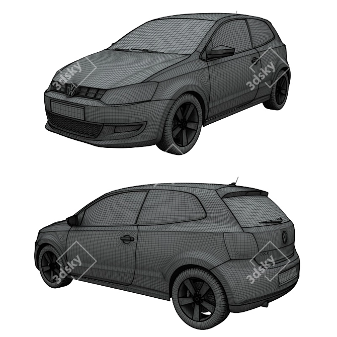 2010 Volkswagen Polo 3-Door: High-Detail V-Ray Model 3D model image 3