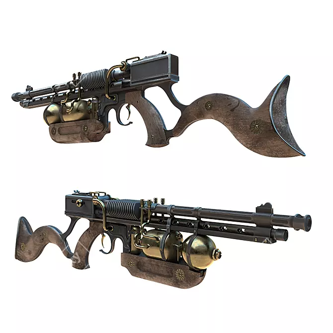 Vintage Steampunk Pistol 3D model image 1