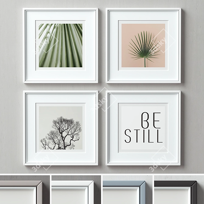 Stylish Set of 4 Picture Frames 3D model image 1