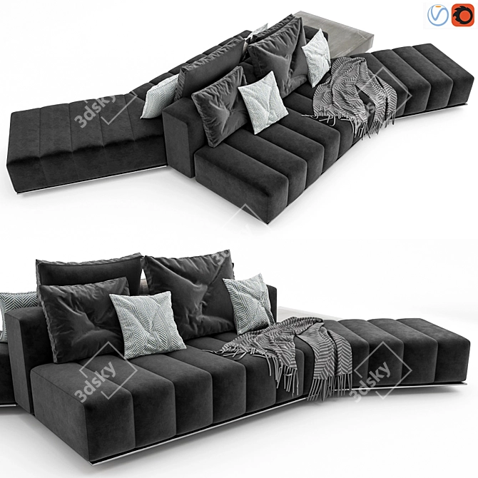 Modern Minotti Freeman Lounge Set 3D model image 1