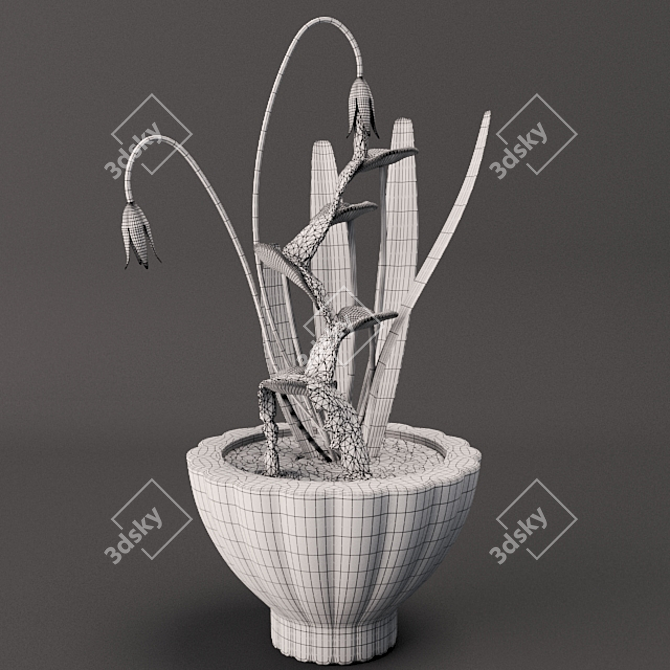 Elegant Water Blossom: Fountain Flowerpot 3D model image 3