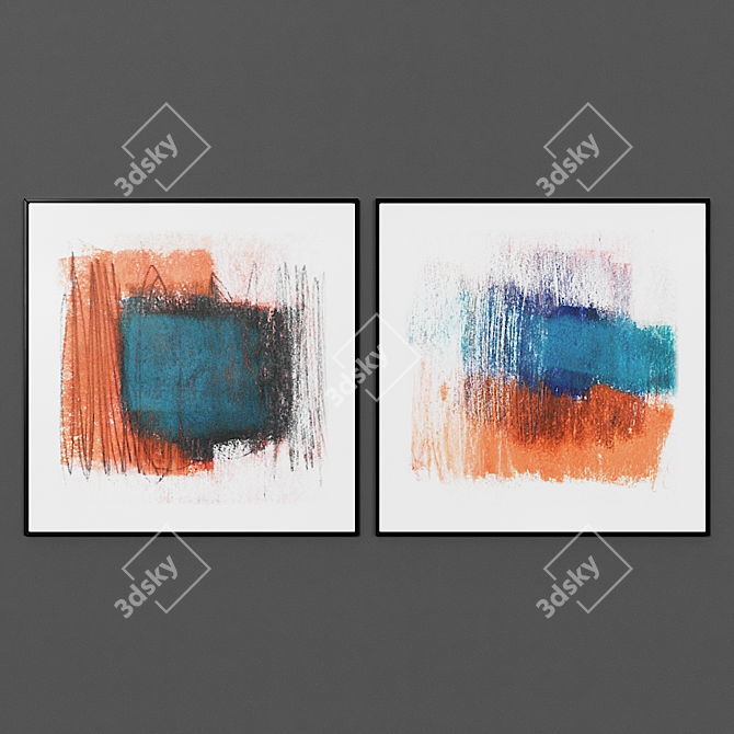 Modern Style 2-Piece Picture Set 3D model image 1