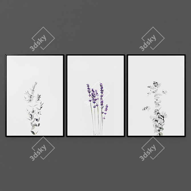 Modern Style 3-Piece Picture Set 3D model image 1