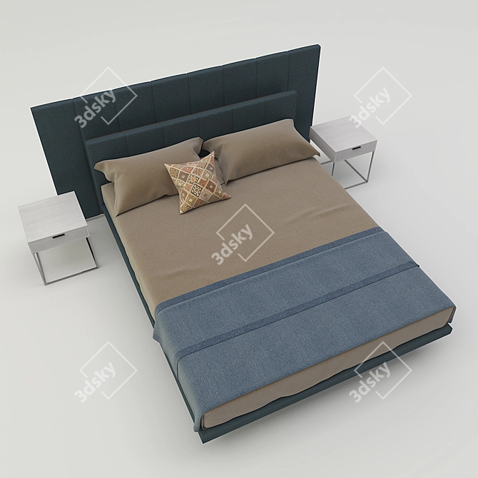 Zanotta Gala Bed & Oscar Nightstand 3D model image 2