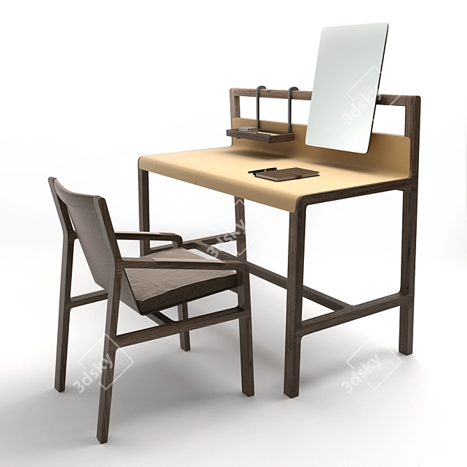 Sleek Alivar Scribe Desk & Ester Chair Set 3D model image 1