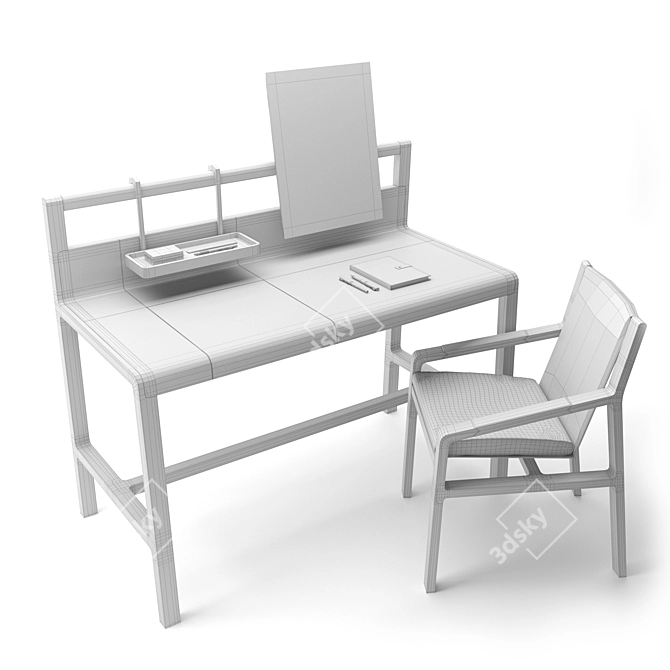 Sleek Alivar Scribe Desk & Ester Chair Set 3D model image 3