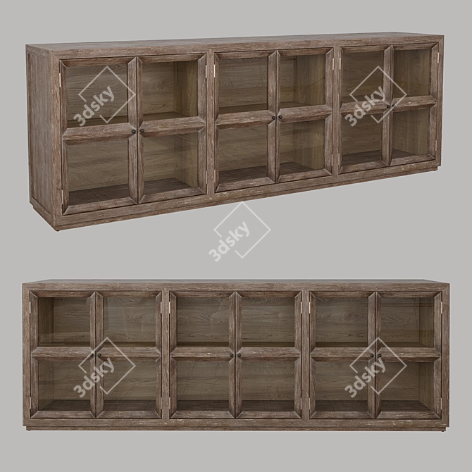 Modern Glass Media Console 3D model image 1