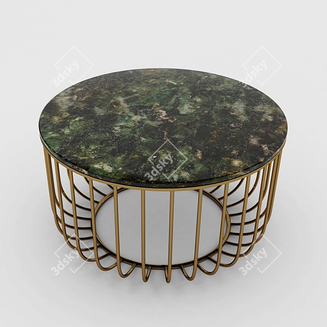 Elegant Green & White Marble Coffee Table 3D model image 1