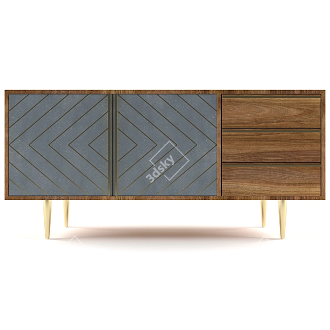 Elegant Brass Handled Sideboard 3D model image 1