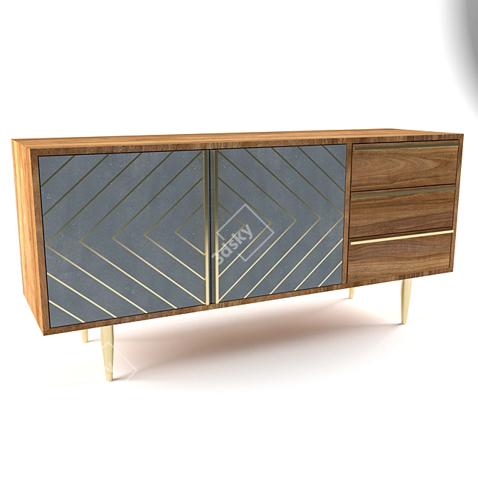 Elegant Brass Handled Sideboard 3D model image 2