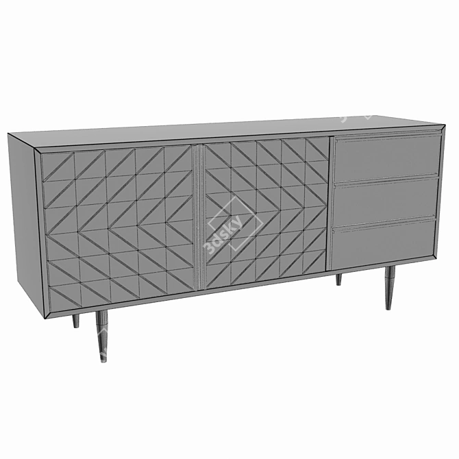 Elegant Brass Handled Sideboard 3D model image 3