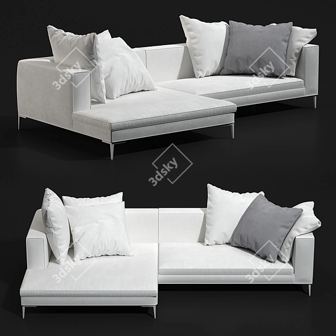 Modern and Stylish Hugo Sectional 3D model image 1