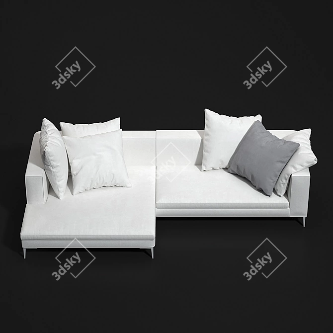 Modern and Stylish Hugo Sectional 3D model image 2