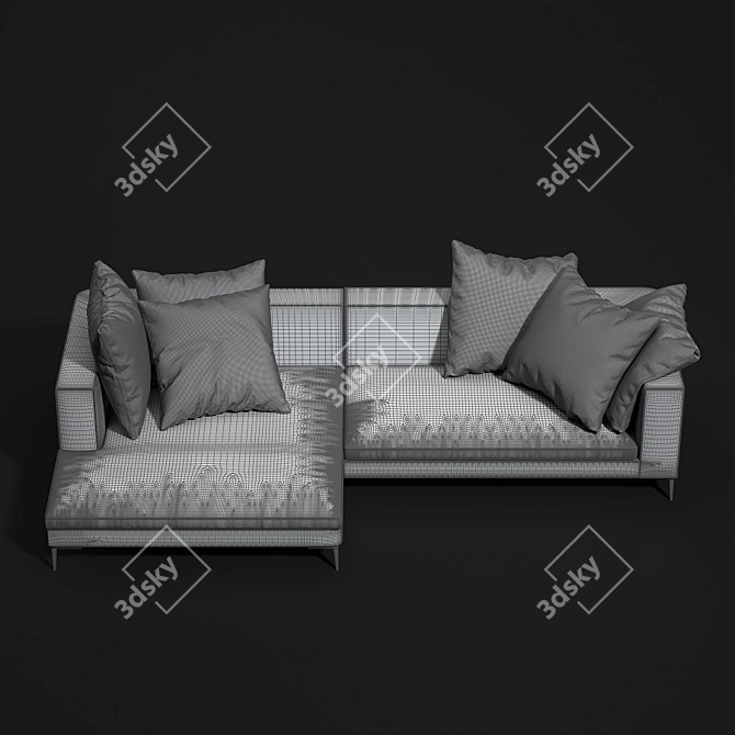 Modern and Stylish Hugo Sectional 3D model image 3