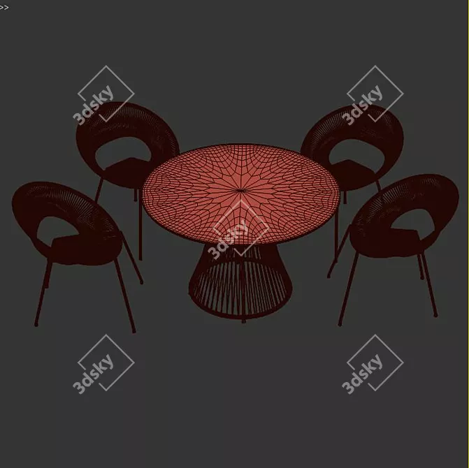 Elegant Ehrlich Dining Set 3D model image 3