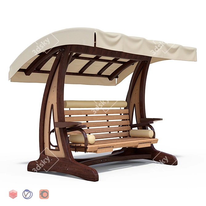 Valencia 1 M: Premium Wooden Garden Swing 3D model image 1