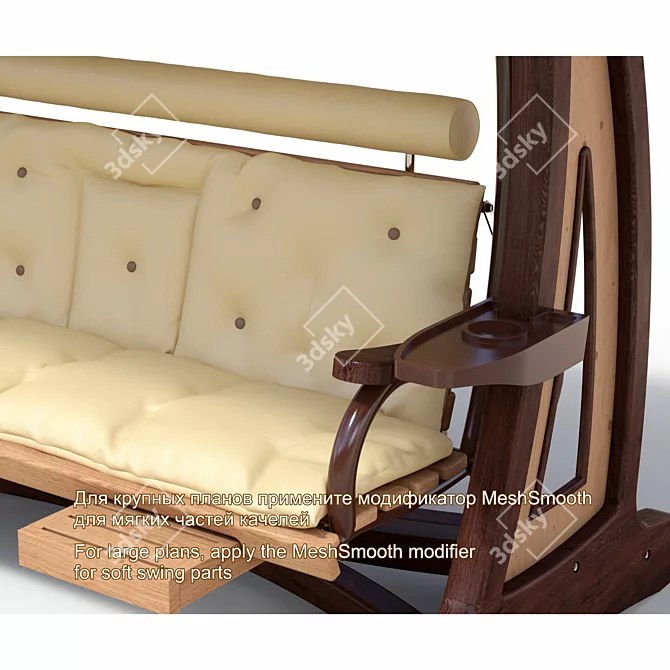 Valencia 1 M: Premium Wooden Garden Swing 3D model image 2