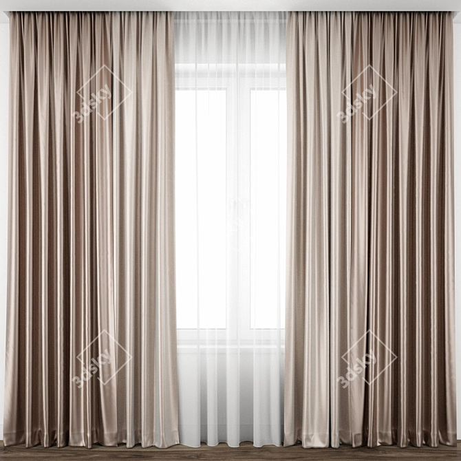 Elegance in Textiles: Detailed Curtain Model 3D model image 1