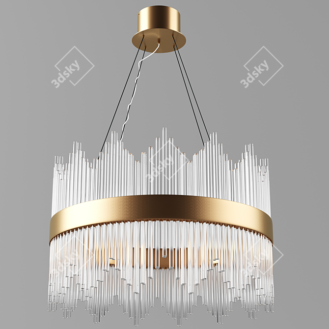 Title: Art Deco Glass Strip Chandelier 3D model image 1