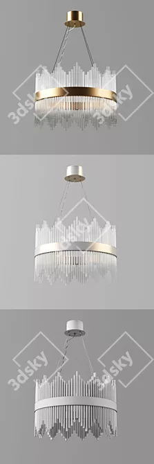 Title: Art Deco Glass Strip Chandelier 3D model image 3