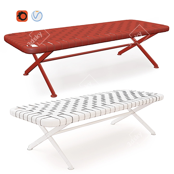 Stylish Axxia Leather Bench 3D model image 2