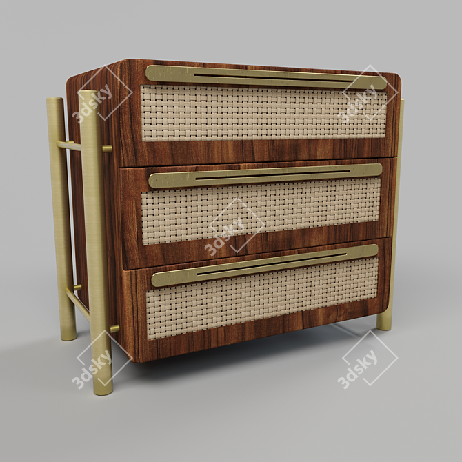 Custom Design Wooden Dresser 3D model image 1