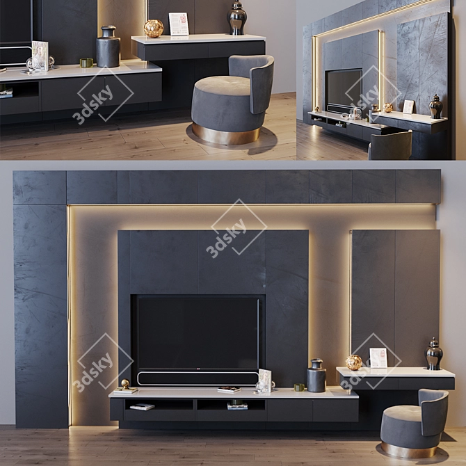 Title: Ultra-Slim 88" TV Set 3D model image 1