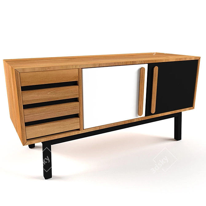 Elegant Oak Sideboard 48x18x24 3D model image 2