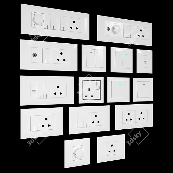 Vintage Style Switches Set 02 3D model image 2