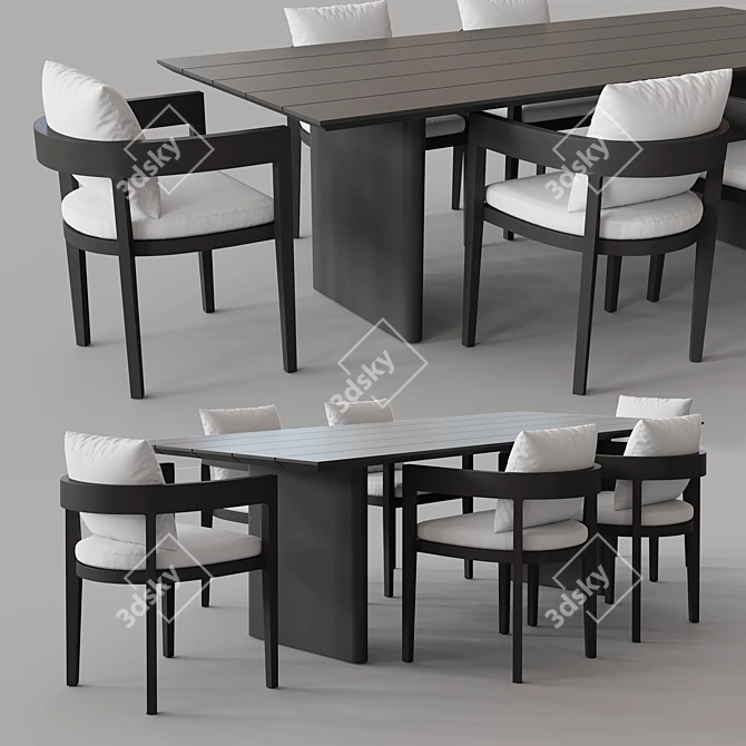 Modern Balmain Aluminum Dining Set 3D model image 1