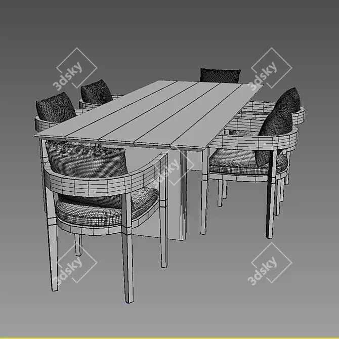 Modern Balmain Aluminum Dining Set 3D model image 2