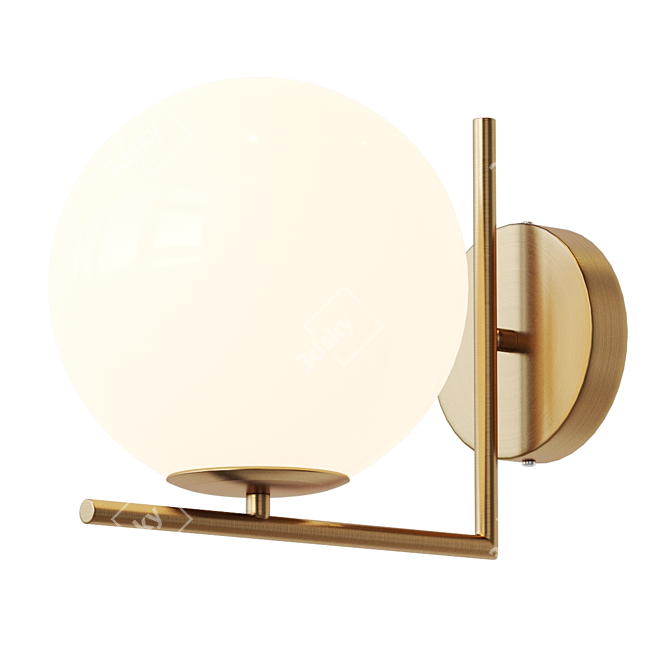 Scandinavian Glass Globe Wall Lamp 3D model image 2