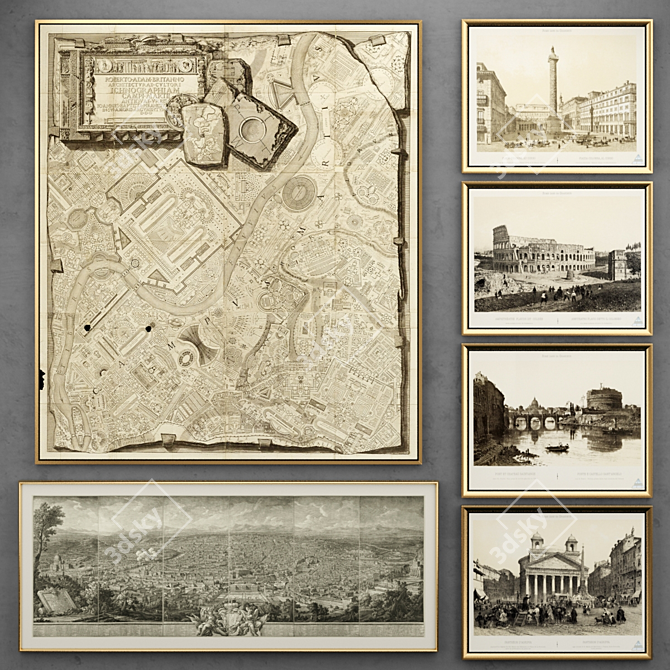 Roman Engravings Collection | Framed Views of Rome 3D model image 1