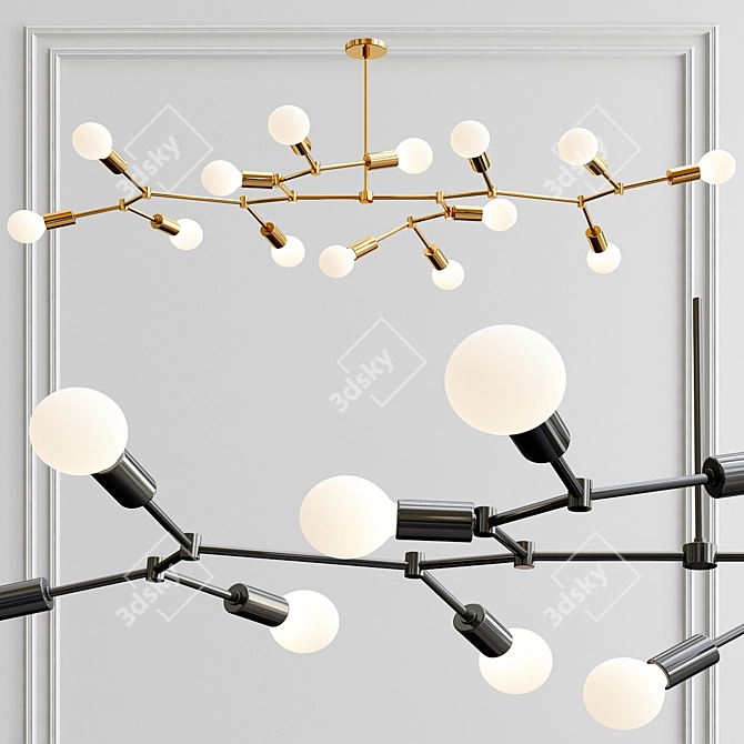 Elegant Molecular Branch Chandelier 3D model image 1