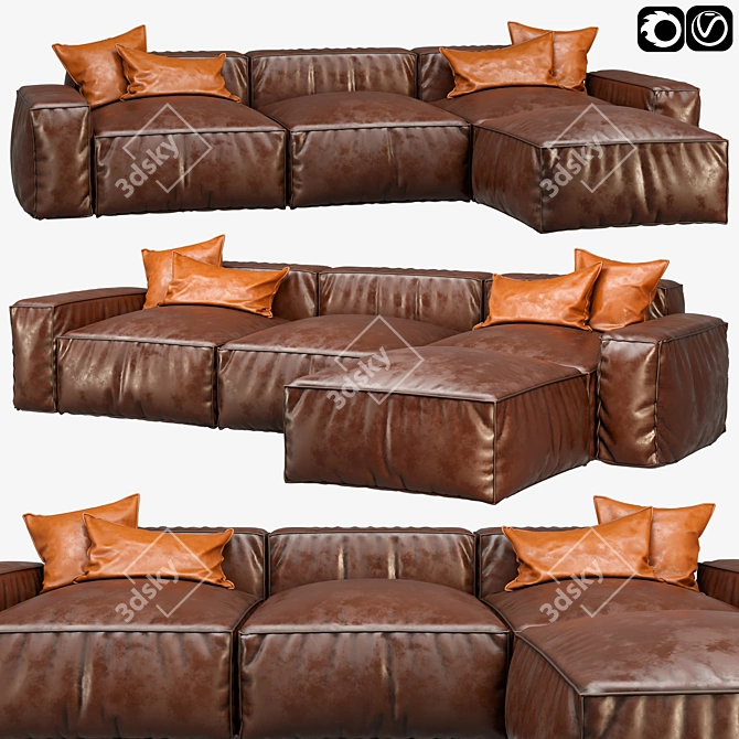 Premium Leather Sofa 01 3D model image 1