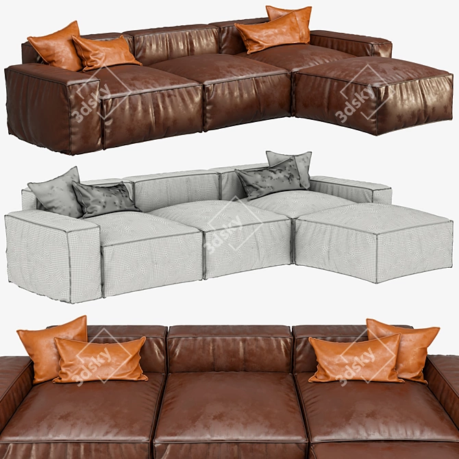 Premium Leather Sofa 01 3D model image 2