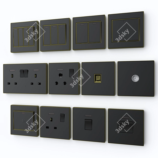 Elegant Crystal Wall Switches 3D model image 1