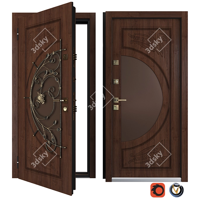 Tower 10 Metal Entrance Door 3D model image 1